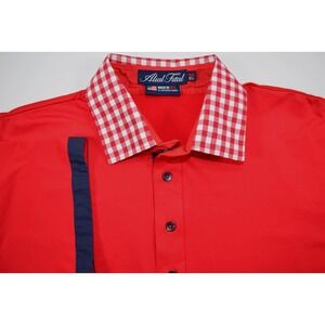 Alial Fital‎ Golf Polo Shirt Men's XL Red w/ Checked Collar Short Sleeve
